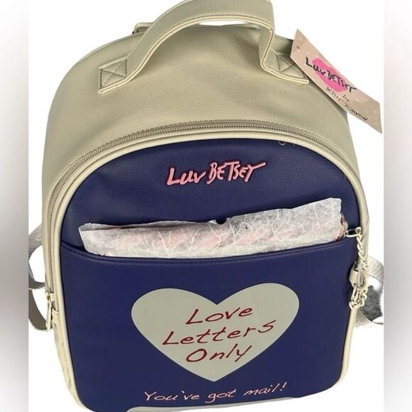 NWT Betsey Johnson Purple Cream Backpack Only Love Letters W/ zip pouch LBCHARLI main image 7